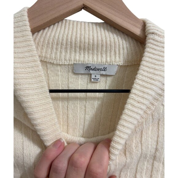 Madewell Ribbed Mock Neck Crop Wool Blend Pullover Sweater S - Picture 3 of 5